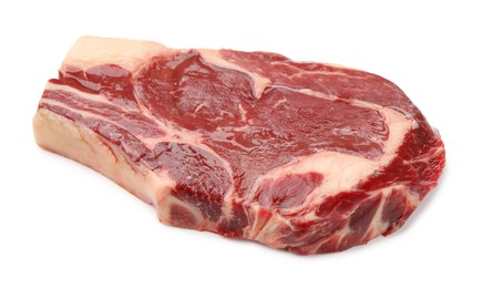 Photo of Piece of raw beef meat isolated on white