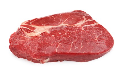 Photo of Piece of raw beef meat isolated on white
