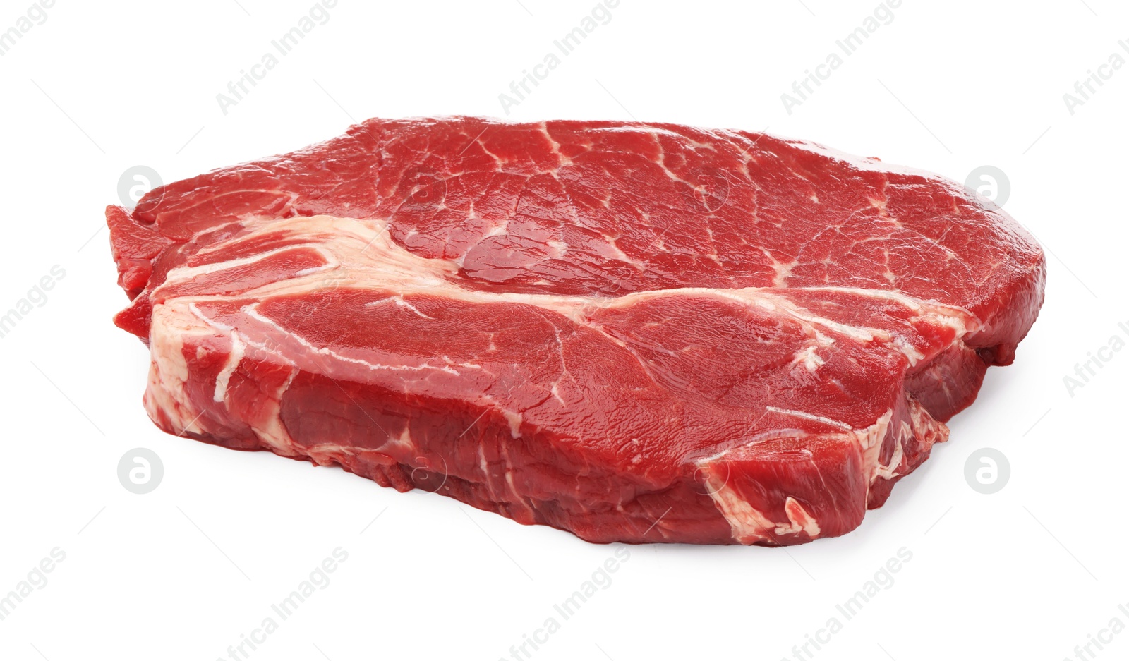 Photo of Piece of raw beef meat isolated on white