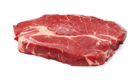Photo of Piece of raw beef meat isolated on white