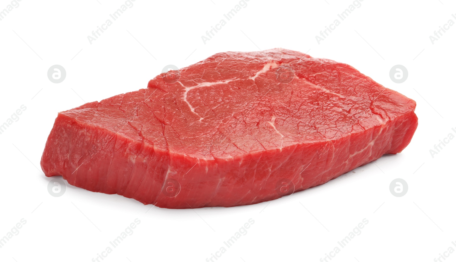 Photo of Piece of raw beef meat isolated on white
