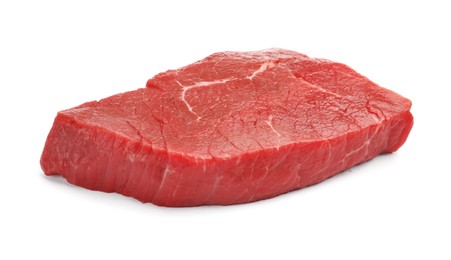 Photo of Piece of raw beef meat isolated on white