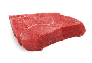 Photo of Piece of raw beef meat isolated on white