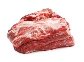 Photo of Piece of raw beef meat isolated on white