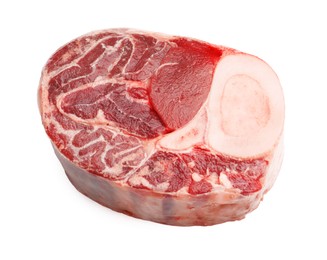 Photo of Piece of raw beef meat isolated on white
