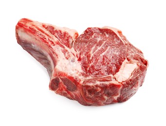 Photo of Piece of raw beef meat isolated on white
