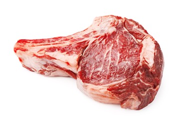 Photo of Piece of raw beef meat isolated on white