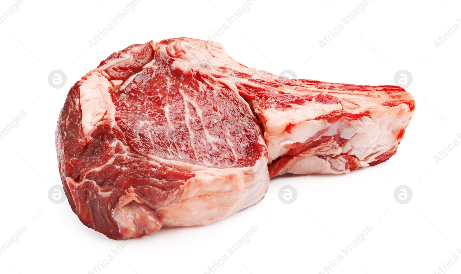 Photo of Piece of raw beef meat isolated on white