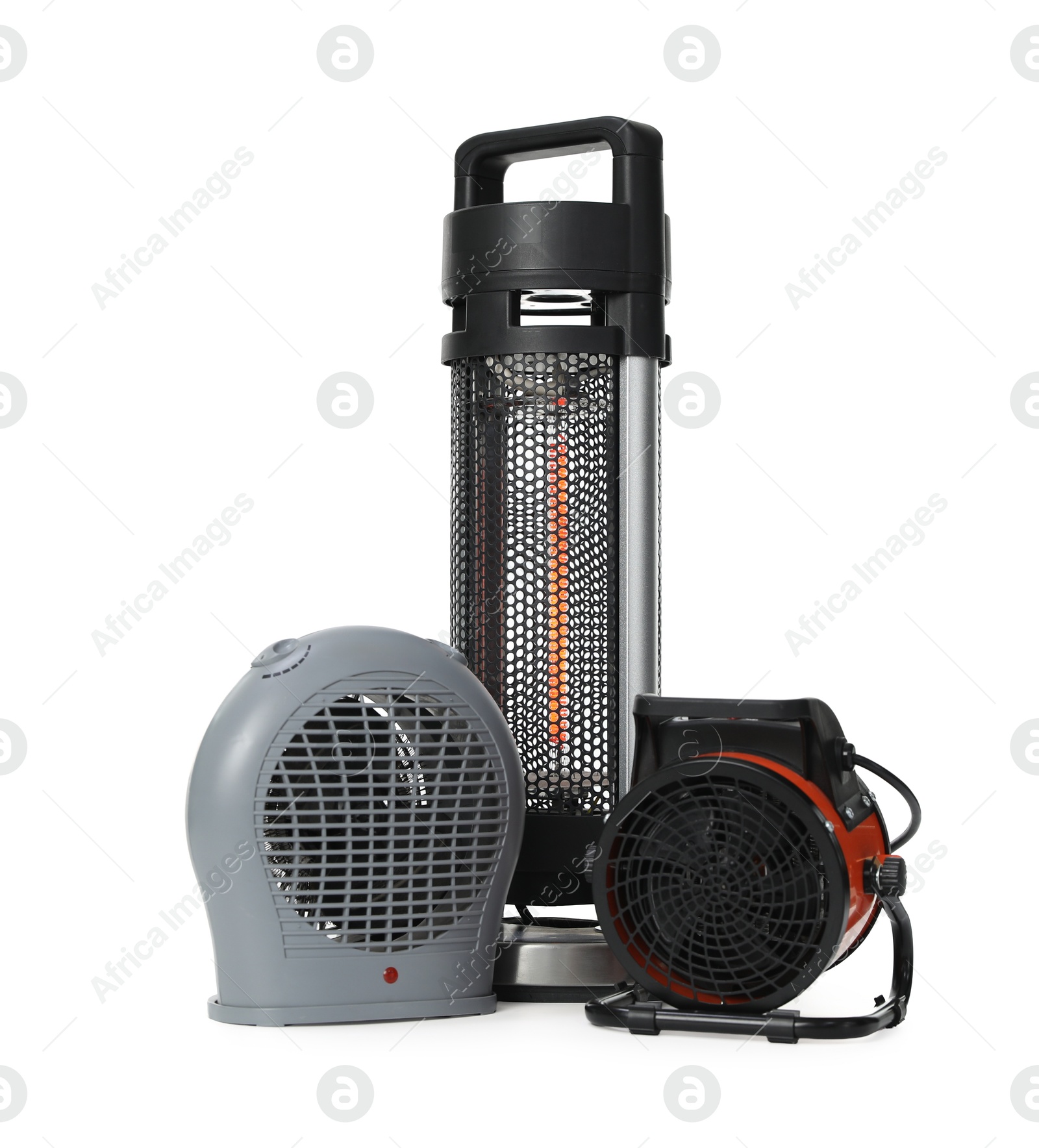 Photo of Different modern electric heaters isolated on white