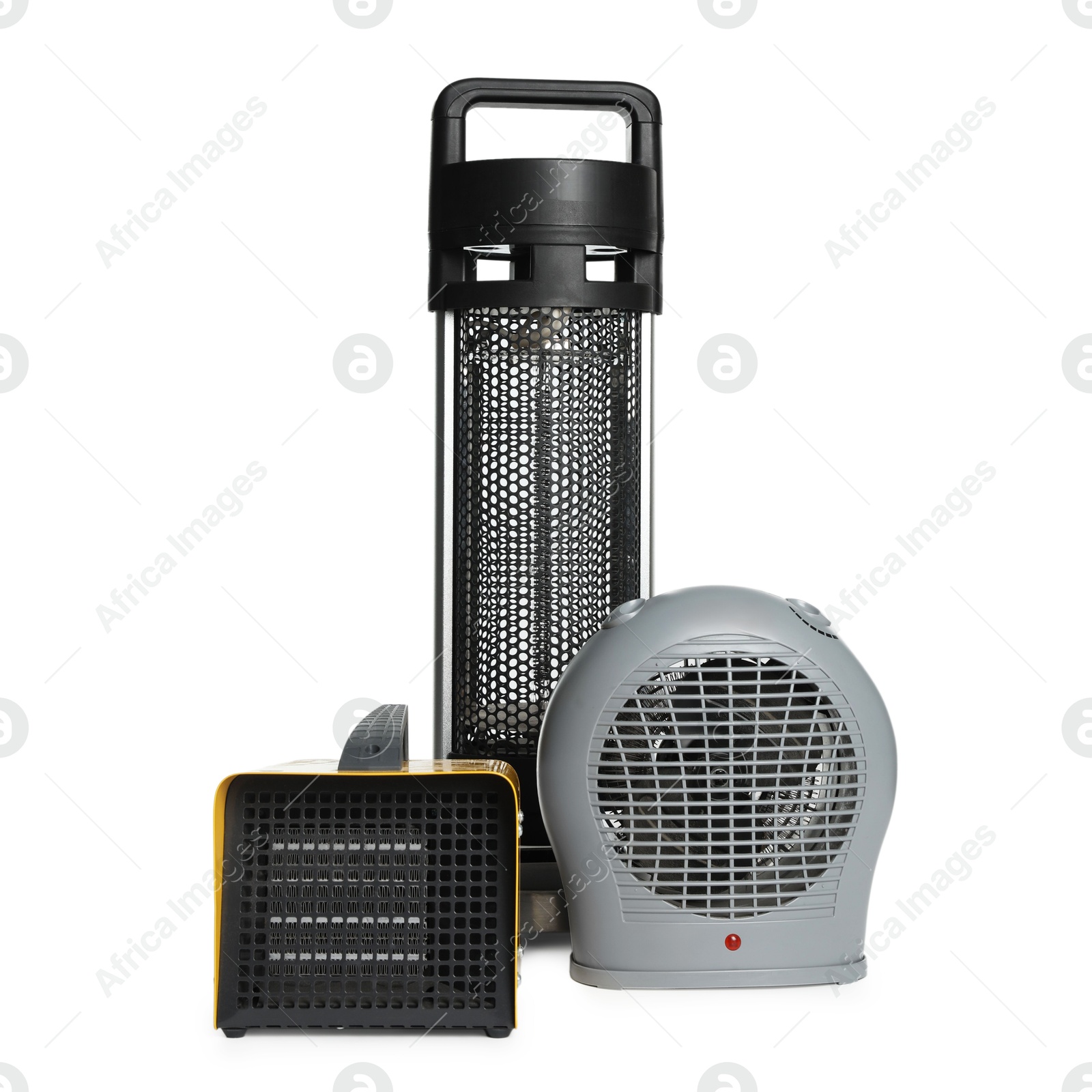 Photo of Different modern electric heaters isolated on white