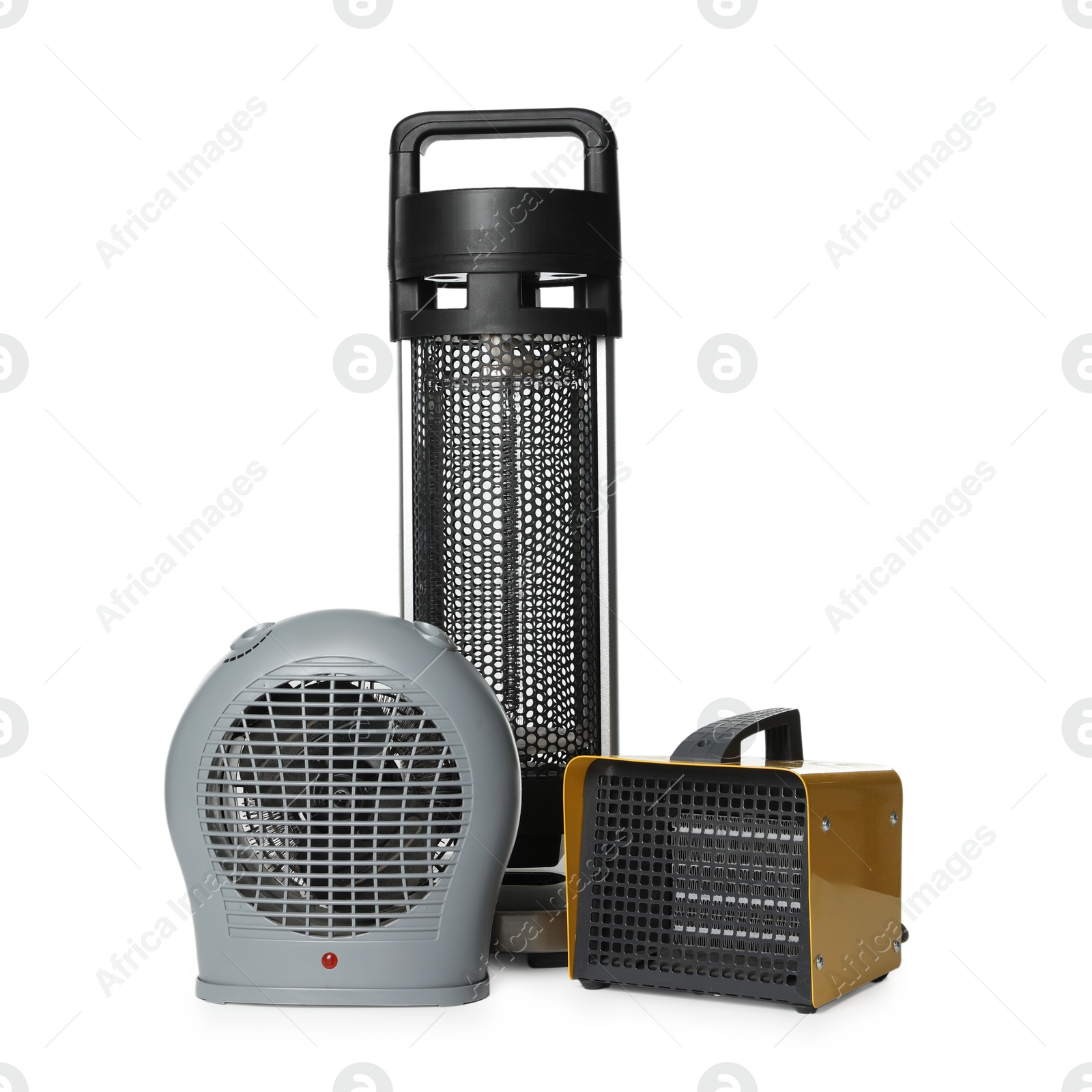 Photo of Different modern electric heaters isolated on white