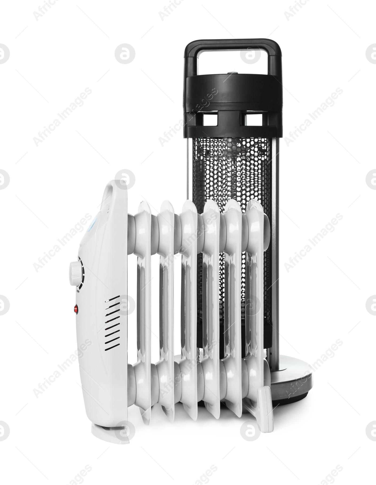 Photo of Different modern electric heaters isolated on white