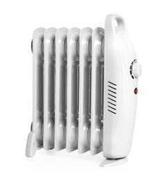 Photo of One modern electric heater isolated on white