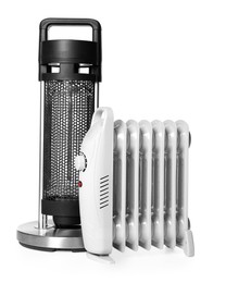 Photo of Different modern electric heaters isolated on white