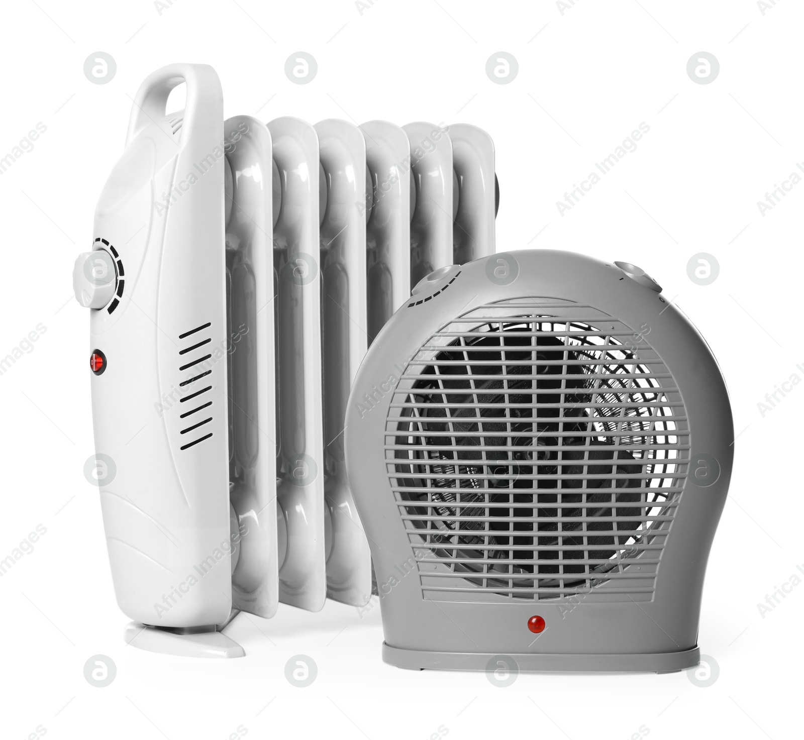 Photo of Different modern electric heaters isolated on white