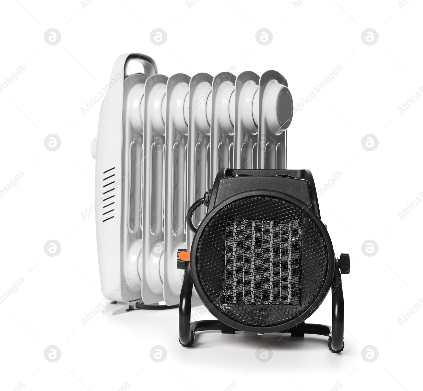 Photo of Different modern electric heaters isolated on white