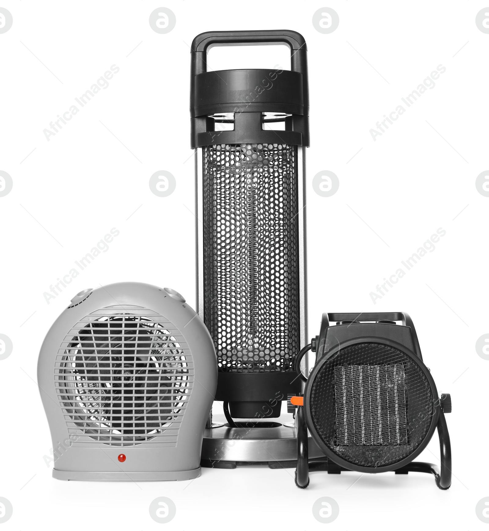 Photo of Different modern electric heaters isolated on white