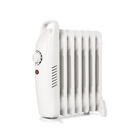 Photo of One modern electric heater isolated on white