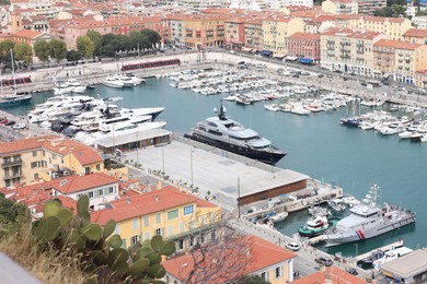 Photo of Nice, France - August 24, 2025: Picturesque view of moored boats in harbor near city