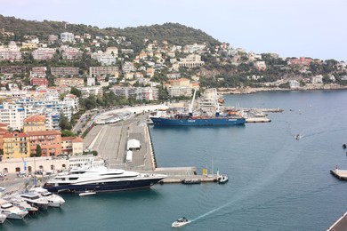 Photo of Nice, France - August 24, 2025: Picturesque view of moored boats in harbor near city