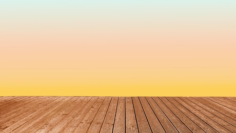 Image of Empty wooden floor and color gradient wall. Space for design