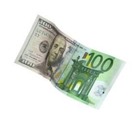 Image of Money exchange. Banknote changing from dollar to euro