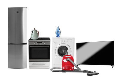 Image of Assortment of home appliances isolated on white
