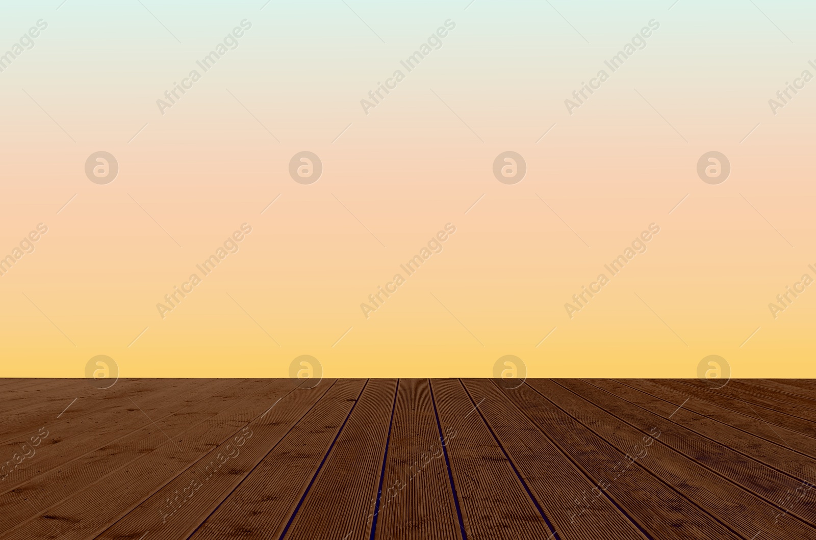 Image of Empty wooden floor and color gradient wall. Space for design