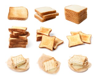 Image of Bland food taste. Different types of bread isolated on white, set