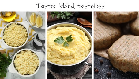 Image of Collection of foods with bland taste combined into collage