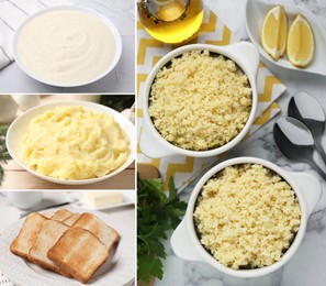 Image of Collection of foods with bland taste combined into collage