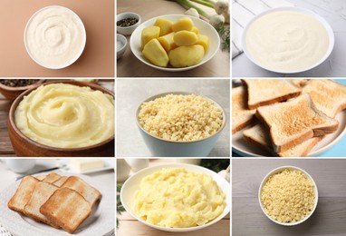Image of Collection of foods with bland taste combined into collage
