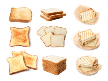 Image of Bland food taste. Different types of bread isolated on white, set