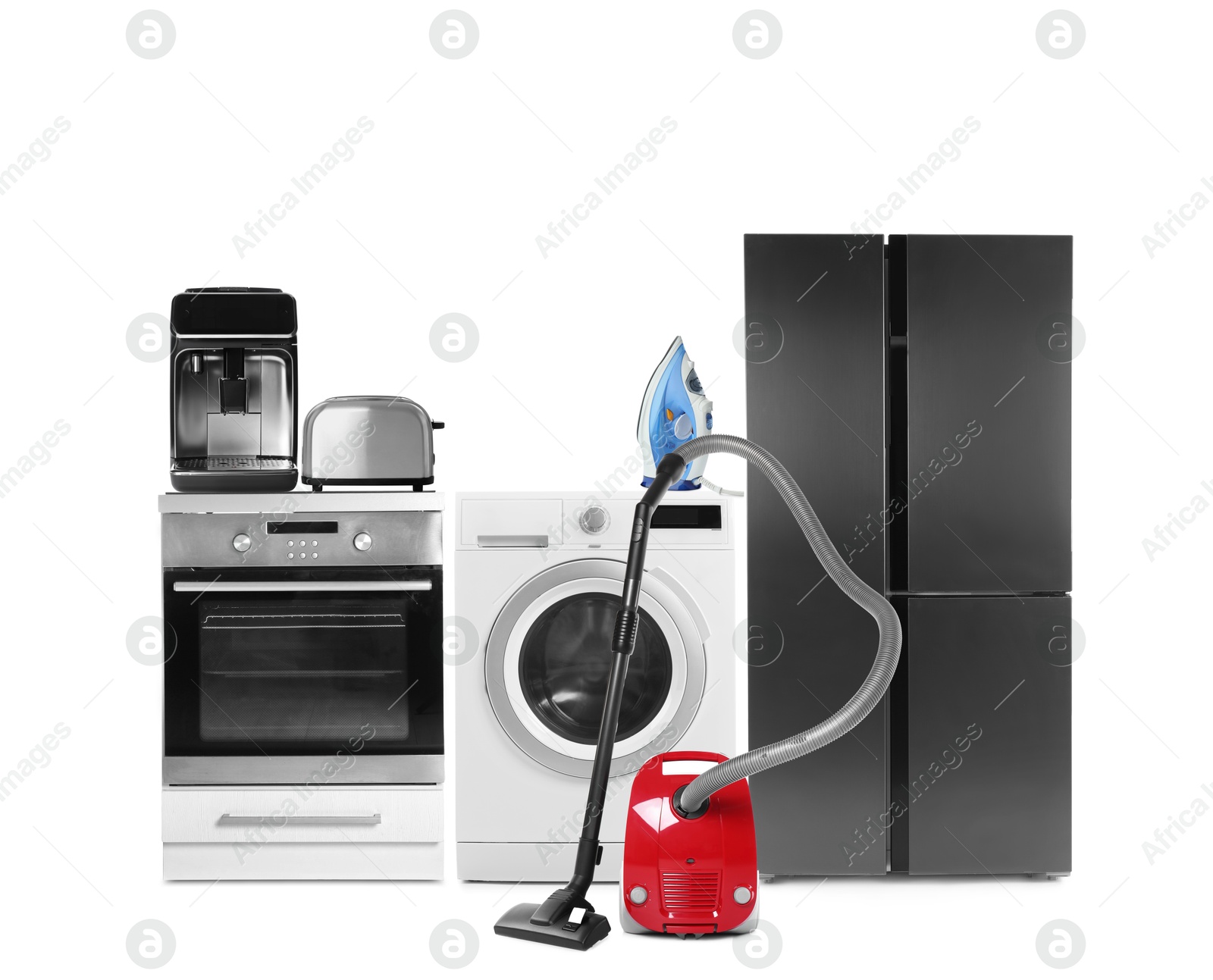 Image of Assortment of home appliances isolated on white