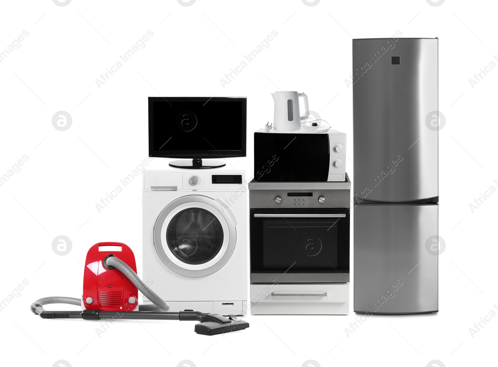 Image of Assortment of home appliances isolated on white
