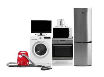 Image of Assortment of home appliances isolated on white