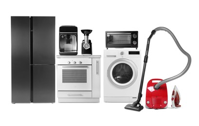Image of Assortment of home appliances isolated on white