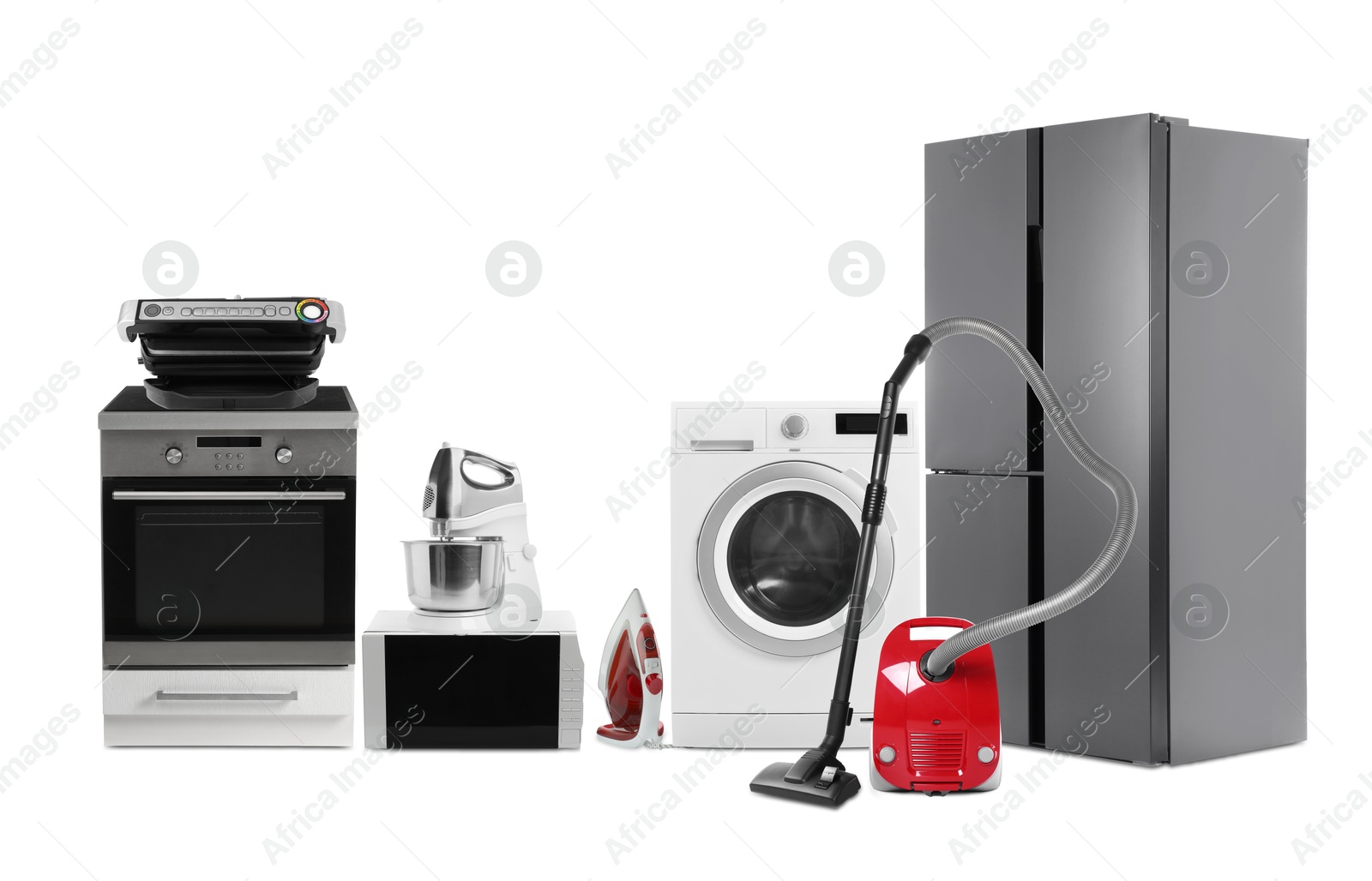 Image of Assortment of home appliances isolated on white