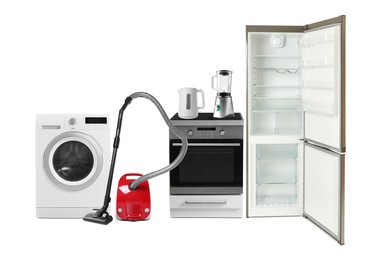 Image of Assortment of home appliances isolated on white