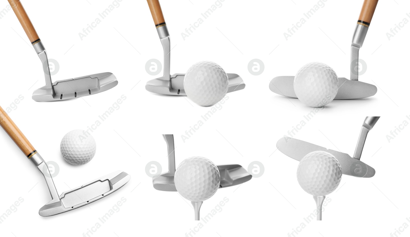 Image of Golf club and ball isolated on white, set