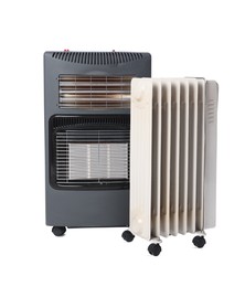 Photo of Different types of electric heaters isolated on white