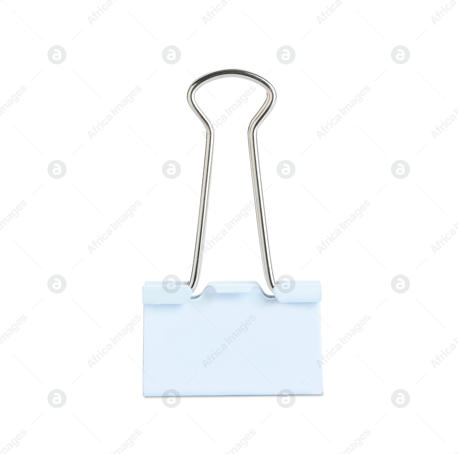 Photo of One binder clip isolated on white. Stationery item