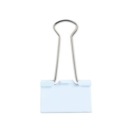 Photo of One binder clip isolated on white. Stationery item