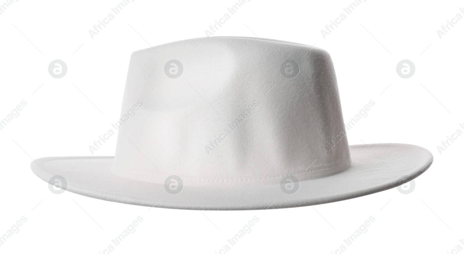 Photo of Stylish hat isolated on white. Trendy headdress