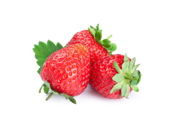 Fresh ripe red strawberries isolated on white