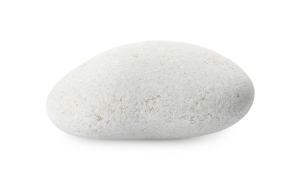 Photo of One stone isolated on white. Sea pebble
