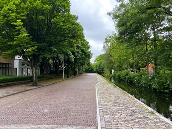 Beautiful view of city street and canal