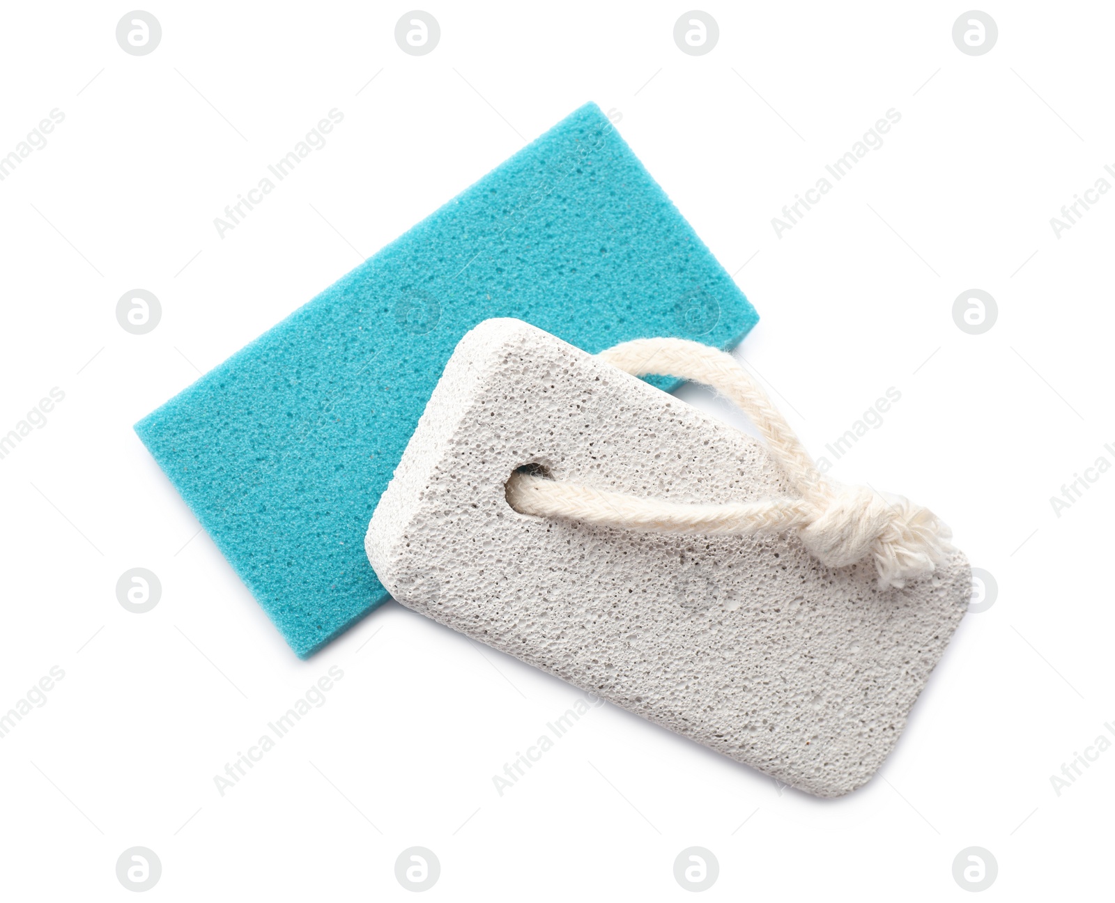 Photo of Pumice stones on white background, top view. Pedicure tool