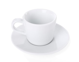 Ceramic cup with saucer isolated on white