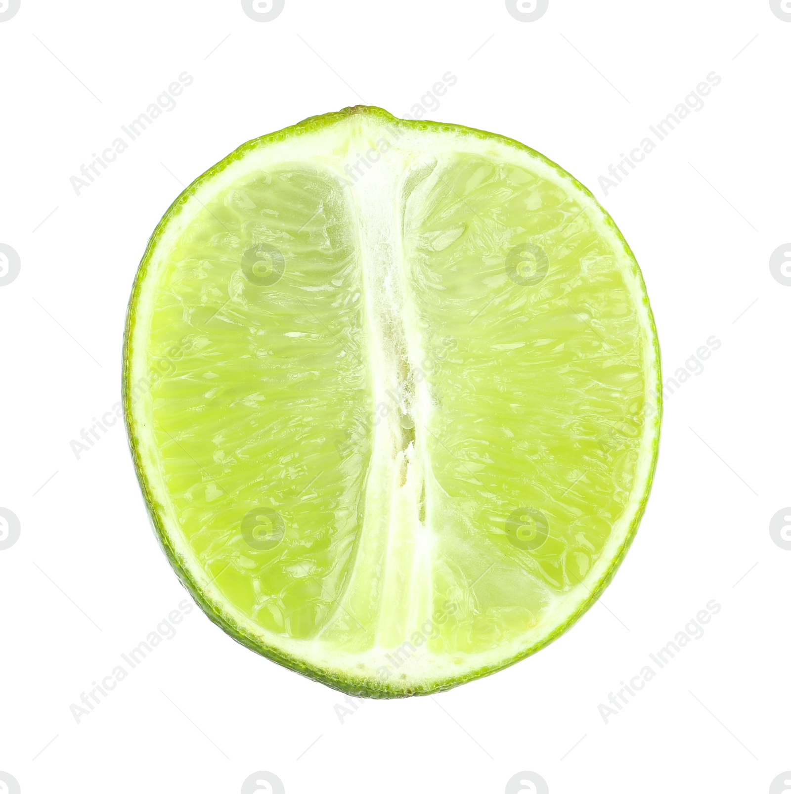 Photo of Half of fresh green ripe lime isolated on white